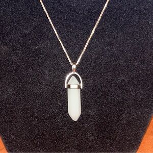 925 Silver Chain with White Quartz Pendant